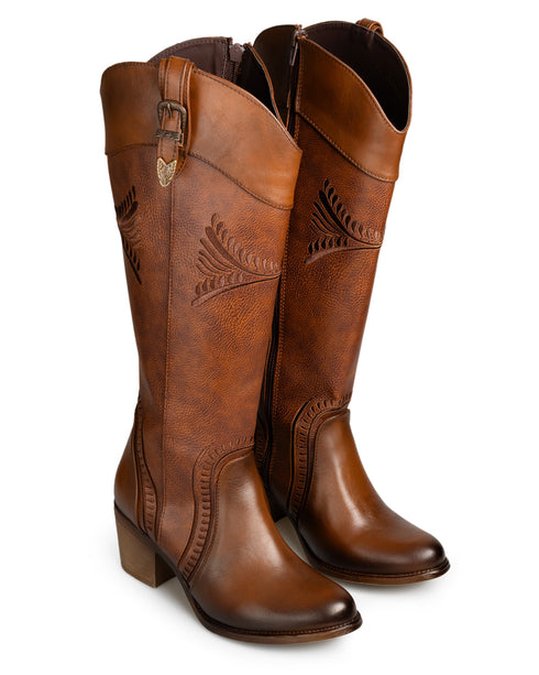 Bota Vaquera Miel Grabada 892